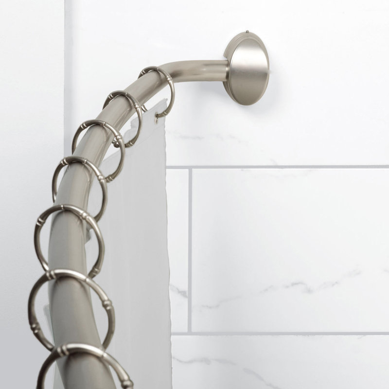 Zenna Home NeverRust 63" Adjustable Curved Fixed Shower Curtain Rod